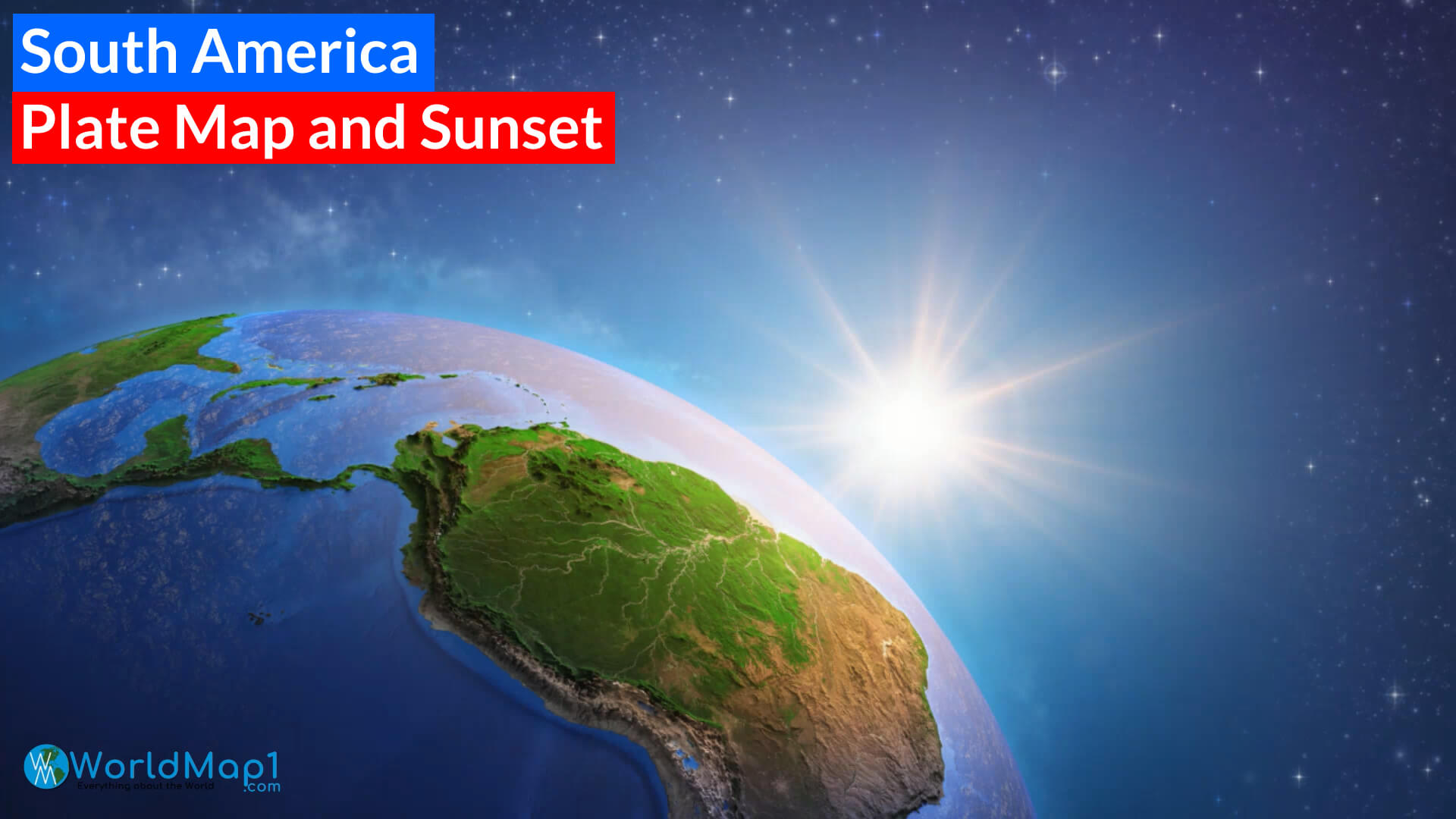 South America Plate Map and Sunset